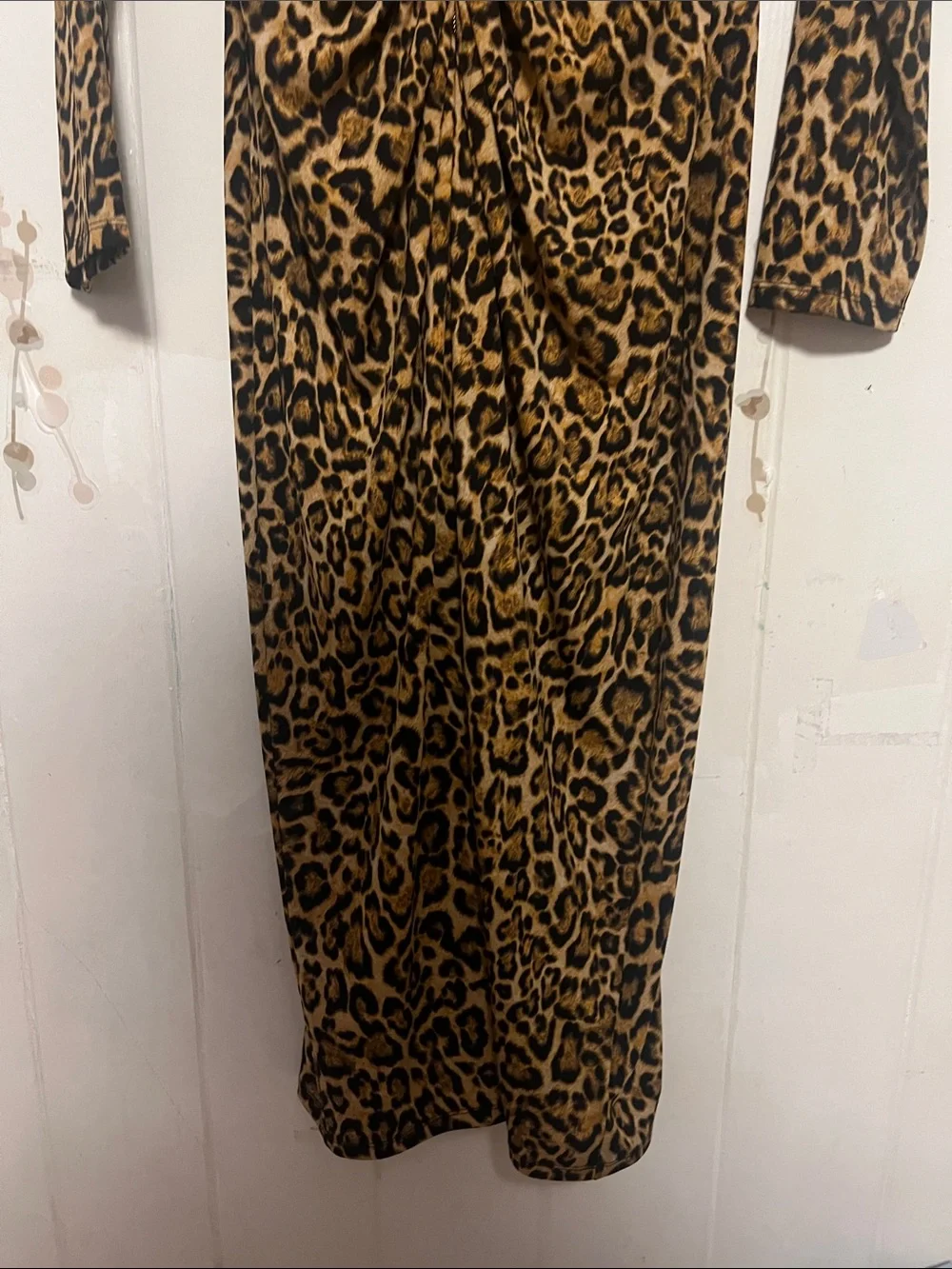 ❤️‍🔥💕 Michael kors Leopard Print V-Neck Long Sleeve Dress - Brown